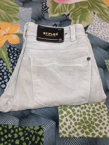 Light Wash Slim Fit Trousers