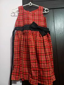 Red Plaid Dress with Black Bow