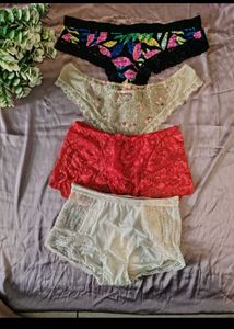 Lace & Printed Briefs - Set of 4