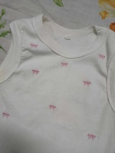 White Ribbed Tank Top with Bows