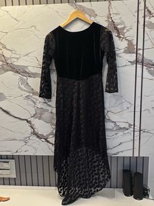 Elegant Black Velvet &amp; Mesh Dress