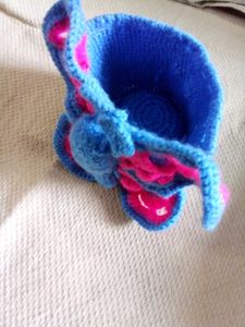 Handmade Crochet Butterfly Basket.
