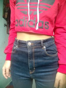 Red Adidas Cropped Hoodie