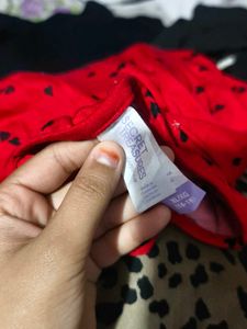 Red Heart Print Slip Dress