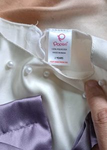 Elegant White Baby Dress with Purple Bow