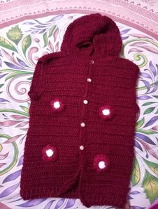 Handmade Girls Hooded Crochet Sweater