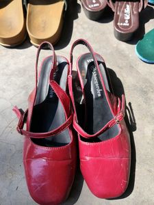 Red Patent Slingback Heels