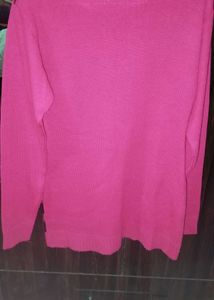 Bright Pink Geometric Pattern Sweater
