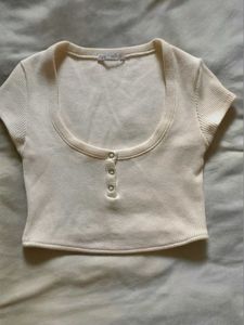 Ribbed Cream Crop Top
