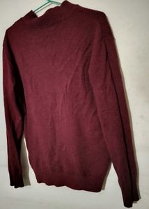 Men's Maroon Textured V-Neck Sweater