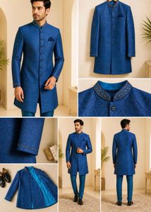 Men's Royal Blue Sherwani Kurta Set