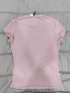 Ribbed Lace-Trimmed Shirt