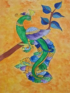 Vibrant Hand-Painted Peacock Art