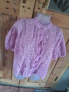 Vintage Lace Button-Up Blouse