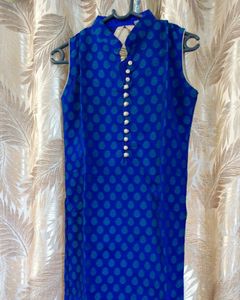 Beautiful brocade silk designer sleeveless kurti