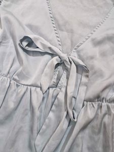 Light Blue Peplum Top with Tie