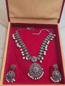 Oxidised Silver Necklace with Earrings