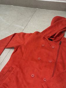 Orange Double Breasted Hoodie Jacket