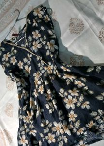 Black Floral Wrap Dress
