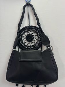 Chic Black Flower Pattern Handbag