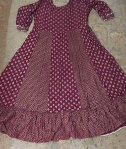 Maroon Ethnic Gown with Embellished Neckline