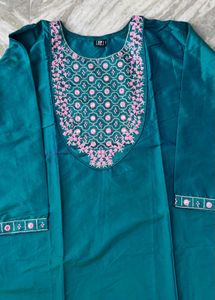 Teal Embroidered Kurta Set with Pants