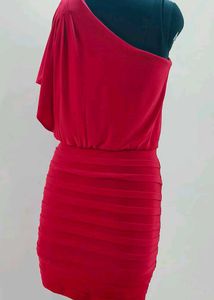 Chic One-Shoulder Red Cocktail Dress