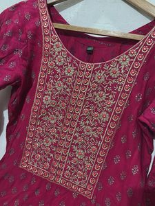 Pink Gown Set With Duppata And Pant