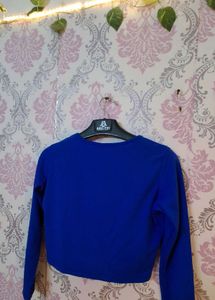 Royal Blue Long Sleeve Crop Top