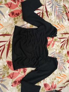 Chic Black Ruched Long Sleeve Top