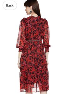 Max Chic Red Floral Midi Dress