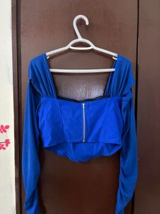 Royal Blue Ruched Corset Top