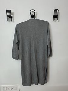 ZARA Grey Longline Cardigan with Pockets