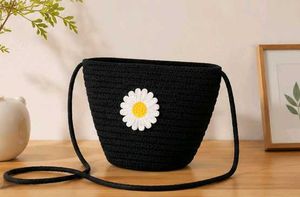 Chic Black Daisy Crochet Crossbody Bag