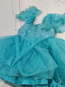 Cute Blue Flower Girl Dress