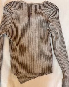 Ribbed Knit Button-Up Top