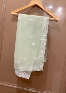New Elegant Mint Green Embroidered Dupatta