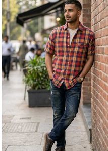 Men's Plaid Short Sleeve Shirt