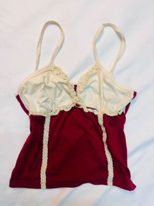 Burgundy Lace Trim Cami Top