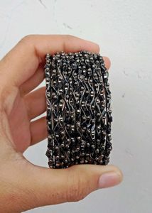 Black Beaded Bangles (Set)
