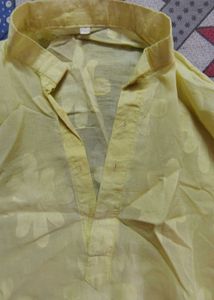 Charming Yellow Kurta with Floral Embroidery