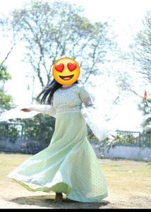 Elegant Mint Green Anarkali Gown