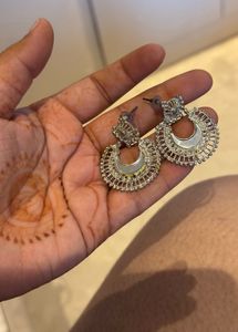 Elegant Silver Jhumka Earrings
