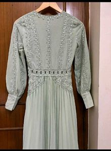 V-Neck Pleated Maxi Dress