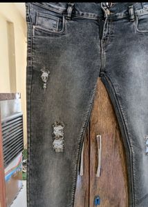 Distressed Black Denim Jeans