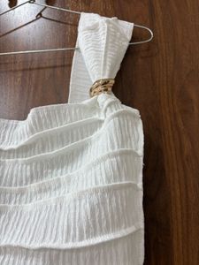 savana Chic Textured White Crop Top