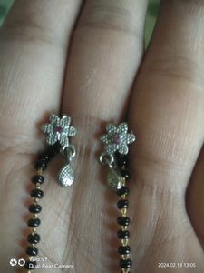 Elegant Silver &amp; Black Mangalsutra Set