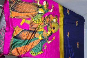 Hand-Painted Silk Saree with unstiched blouse