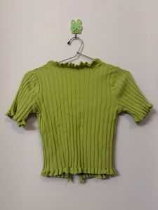 Cute Green Ribbed Button-Up Cardigan (UNUSED)