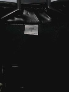 Black Faux Leather Button-Up Jacket –